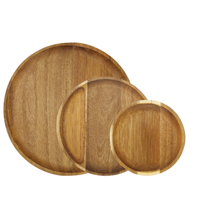 Trang chủ Khay tre tròn chống rơi, Khay / đĩa phục vụ bằng gỗ keo