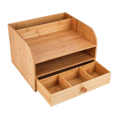 13 X 11.4 X 8.7 Inch Bamboo Desk Organizer cho văn phòng với ngăn kéo