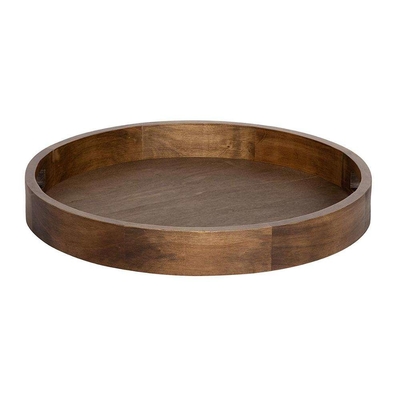 Brown Round Walnut Rustica gỗ phục vụ đĩa thực phẩm với tay cầm