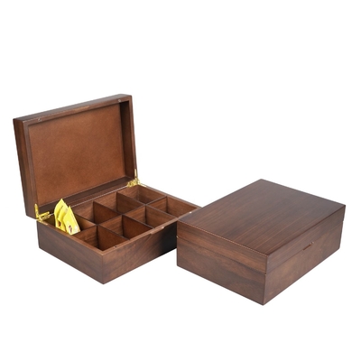 Walnut Tea Bags Vỏ lưu trữ bằng gỗ với 8 ngăn