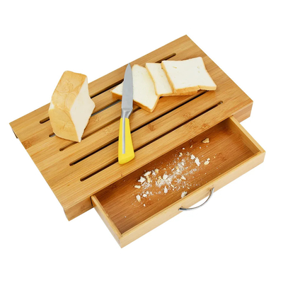 Bamboo Water Resistant Baguette Bread Board cắt bằng ngăn kéo khay