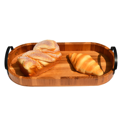 Thức ăn Món tráng miệng Thẻ phục vụ bằng gỗ tự nhiên 42,5x18,1x5cm Với tay cầm kim loại