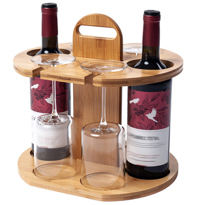11.8x9.8x11.8 inch gỗ Wine Rack Wine Storage Set chứa 2 chai và 4 ly