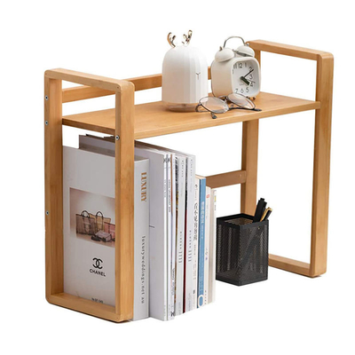 Bamboo Compact Desktop Bookshelf Bàn tổ chức Bàn xếp và Bàn trưng bày với đầu sách