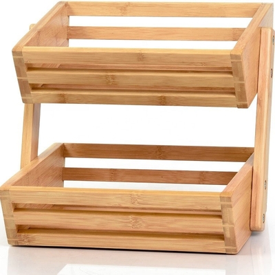 100% nhà bếp bằng tre Giá để rau 2 tầng đa chức năng