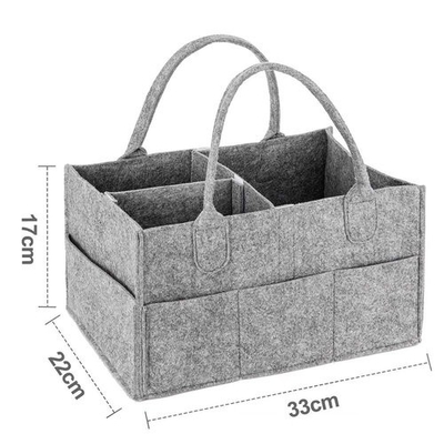 Giỏ lưu trữ vải nỉ có thể gập lại màu xám Polyester có ngăn