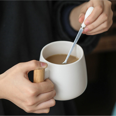 Cốc Cà Phê Cách Nhiệt Bắc Âu Tùy Chỉnh Mờ Màu Trắng Đen 13oz