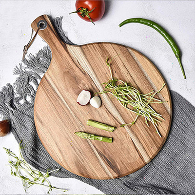 Thớt gỗ keo tròn gỗ tự nhiên 41*30*1.5cm