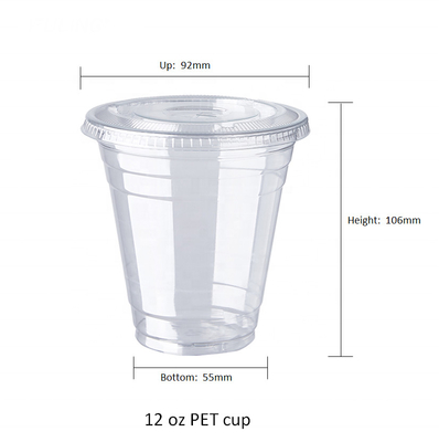 Cốc cà phê nhựa 12oz có thể tái chế bằng rơm