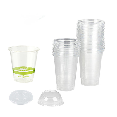 Cốc cà phê nhựa 12oz có thể tái chế bằng rơm