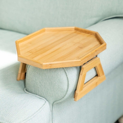 Gỗ Tre 13 &quot;X 10.5&quot; Khay Bàn Sofa Kẹp Theo Thiết Kế