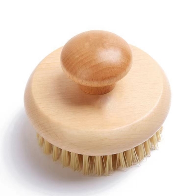 Bàn chải tắm tẩy tế bào chết lông tự nhiên Spa Tắm mát xa cơ thể tròn bằng gỗ