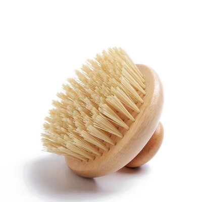 Bàn chải tắm tẩy tế bào chết lông tự nhiên Spa Tắm mát xa cơ thể tròn bằng gỗ