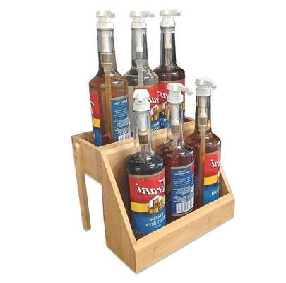 Sị-rô cà phê 20x28x23cm Bamboo Storage Holder C- Bottle Display Shelf