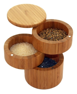 Hộp sấy tre tự nhiên tròn 3 tầng có nắp tháo rời