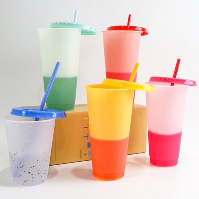 16oz 24oz Ly Uống Nước Bằng Nhựa Có Thể Tái Sử Dụng Thay Đổi Màu 10 * 6 * 19cm